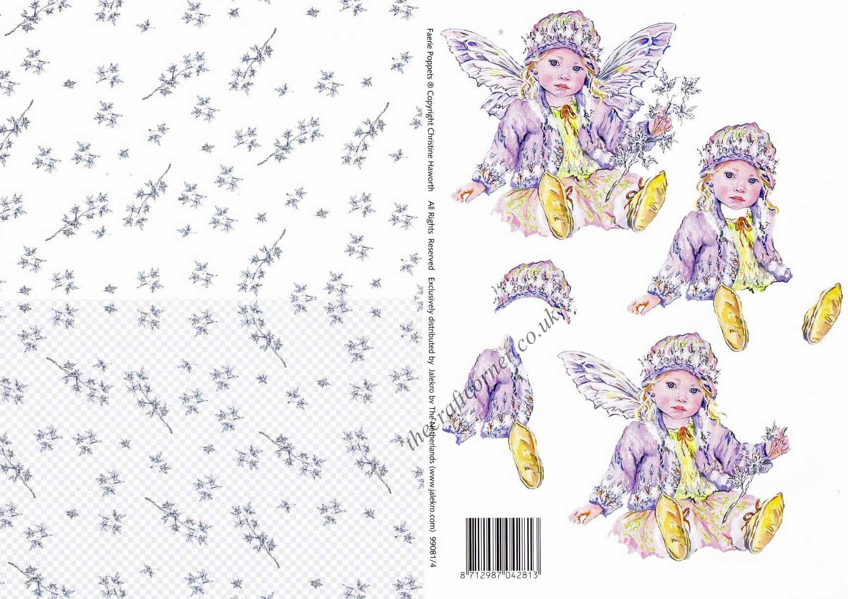 Faerie Poppets 4 & Backing Paper 3D Decoupage Sheet Designed by Christine Haworth