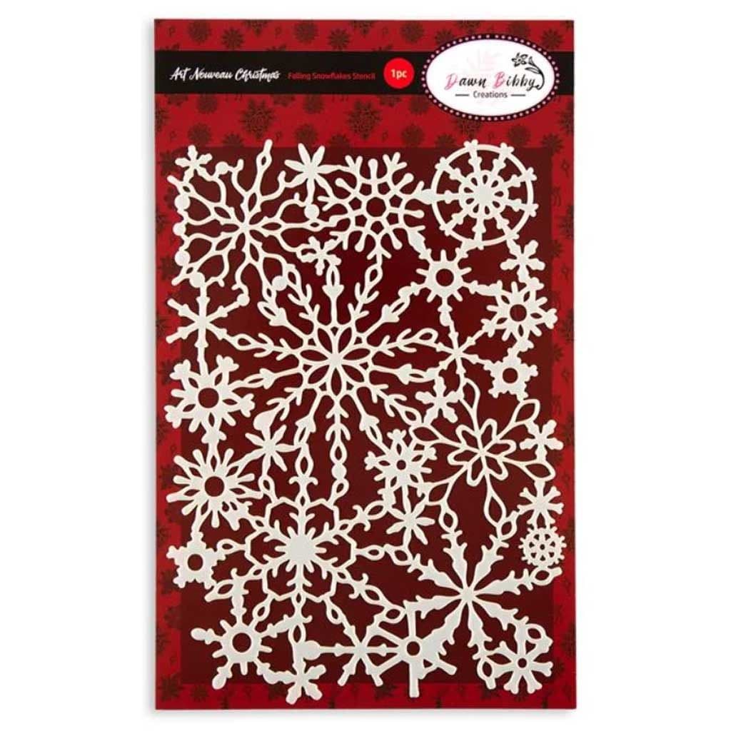 Falling Snowflakes Art Nouveau Stencil for Paper Craft & Cardmaking