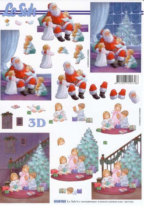 Father Christmas & Children Designs 3d Decoupage Sheet