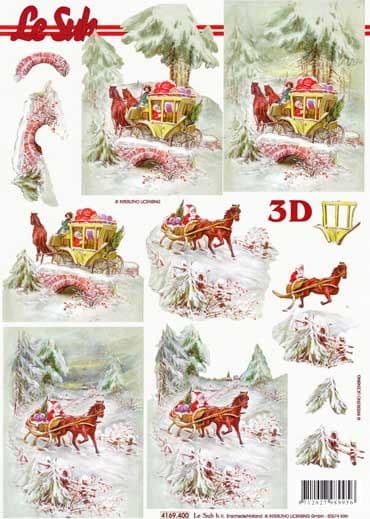 Father Christmas Scenes  Designs 3d Decoupage Sheet from Le Suh