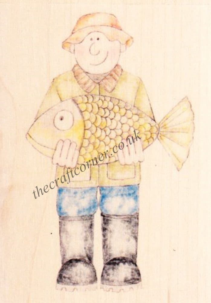 Fisherman Jolly Nation Wooden Rubber Stamp