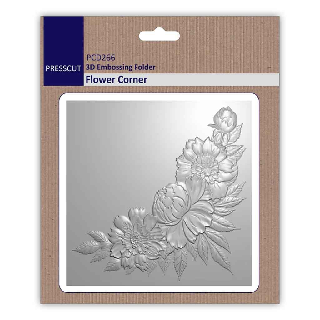 Flower Corner 3d Embossing Folder for Paper Crafts by Presscut