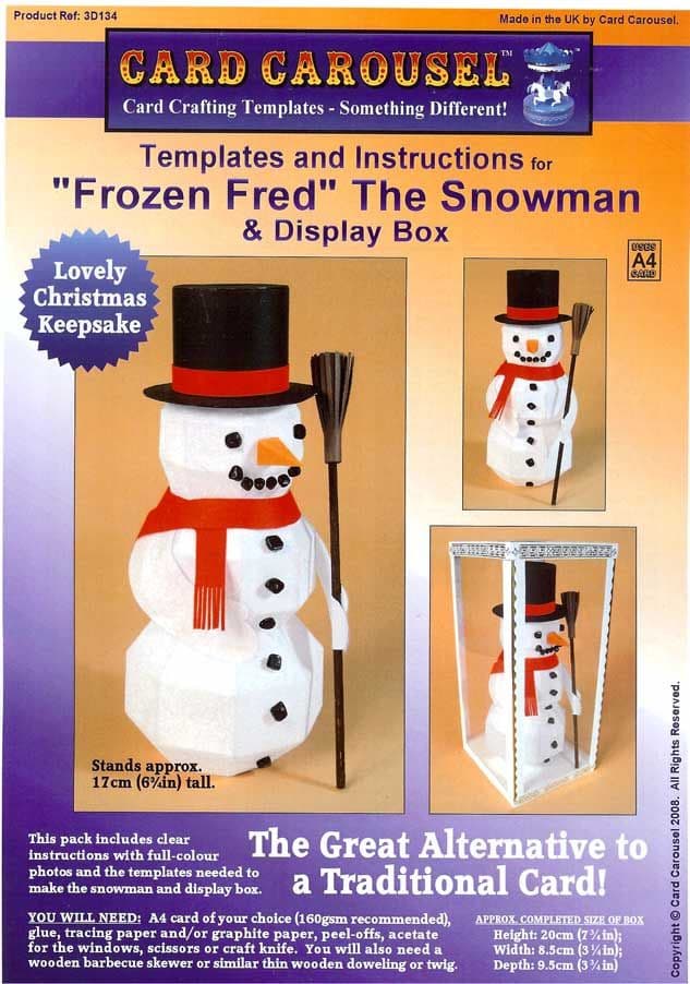 Frozen Fred The Snowman Gift Box Template From Card Carousel