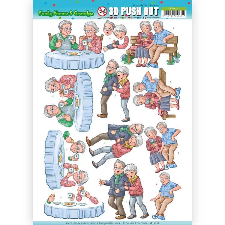 Funky Grandparents Die Cut 3d Decoupage Sheet