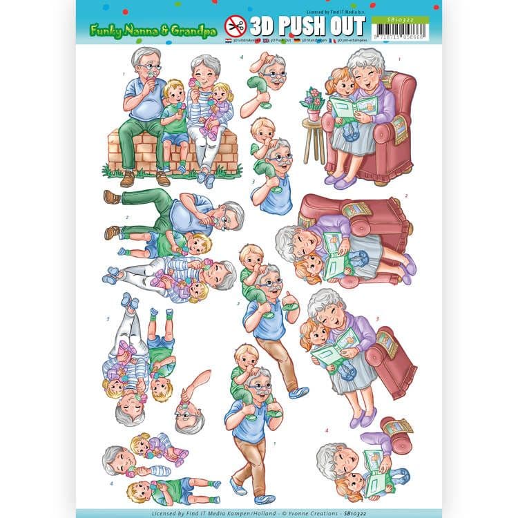 Funky Grandparents With Grandchildren Die Cut 3d Decoupage Sheet