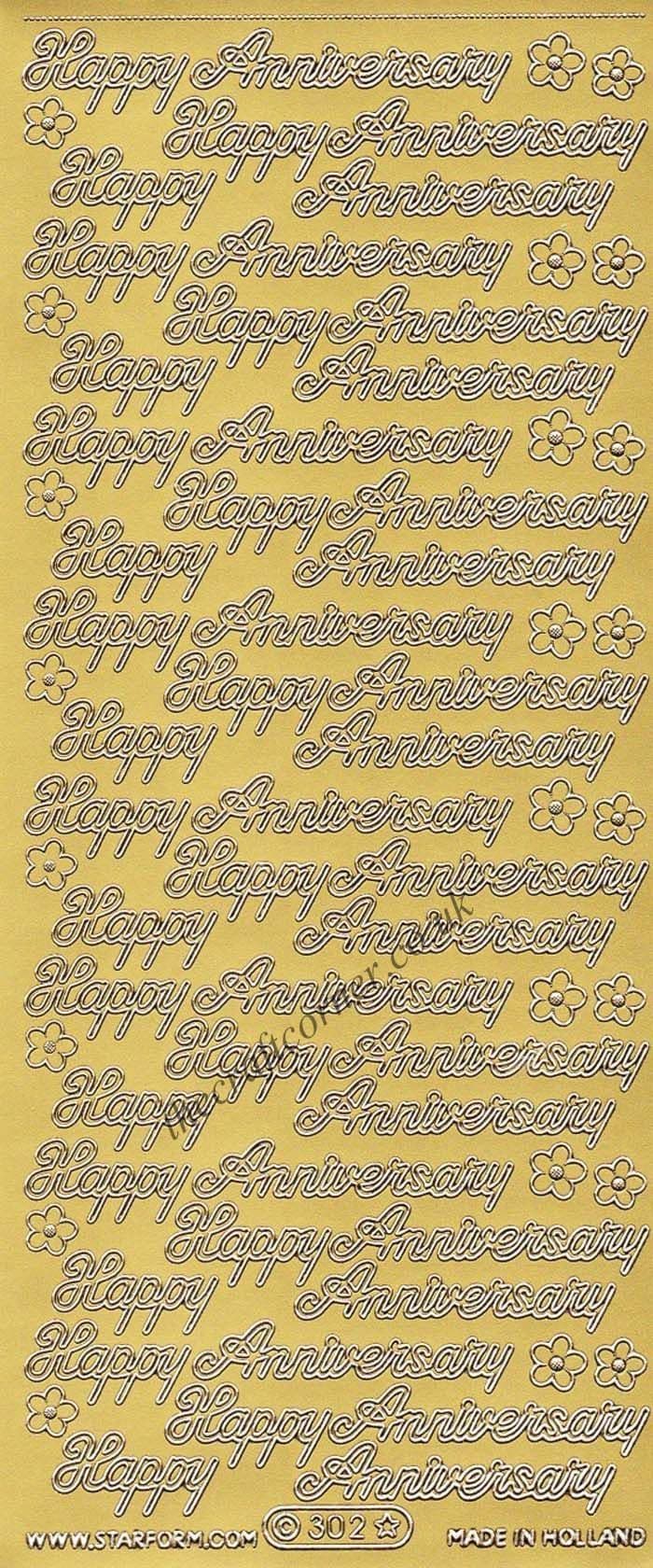 Happy Anniversary Wording & Small Flowers Peel Off