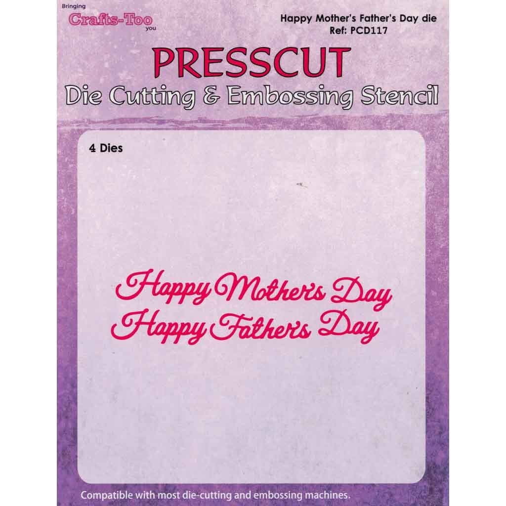 Happy Mother's / Father's Day 4 Metal Craft Dies for Paper Crafts & Card Making