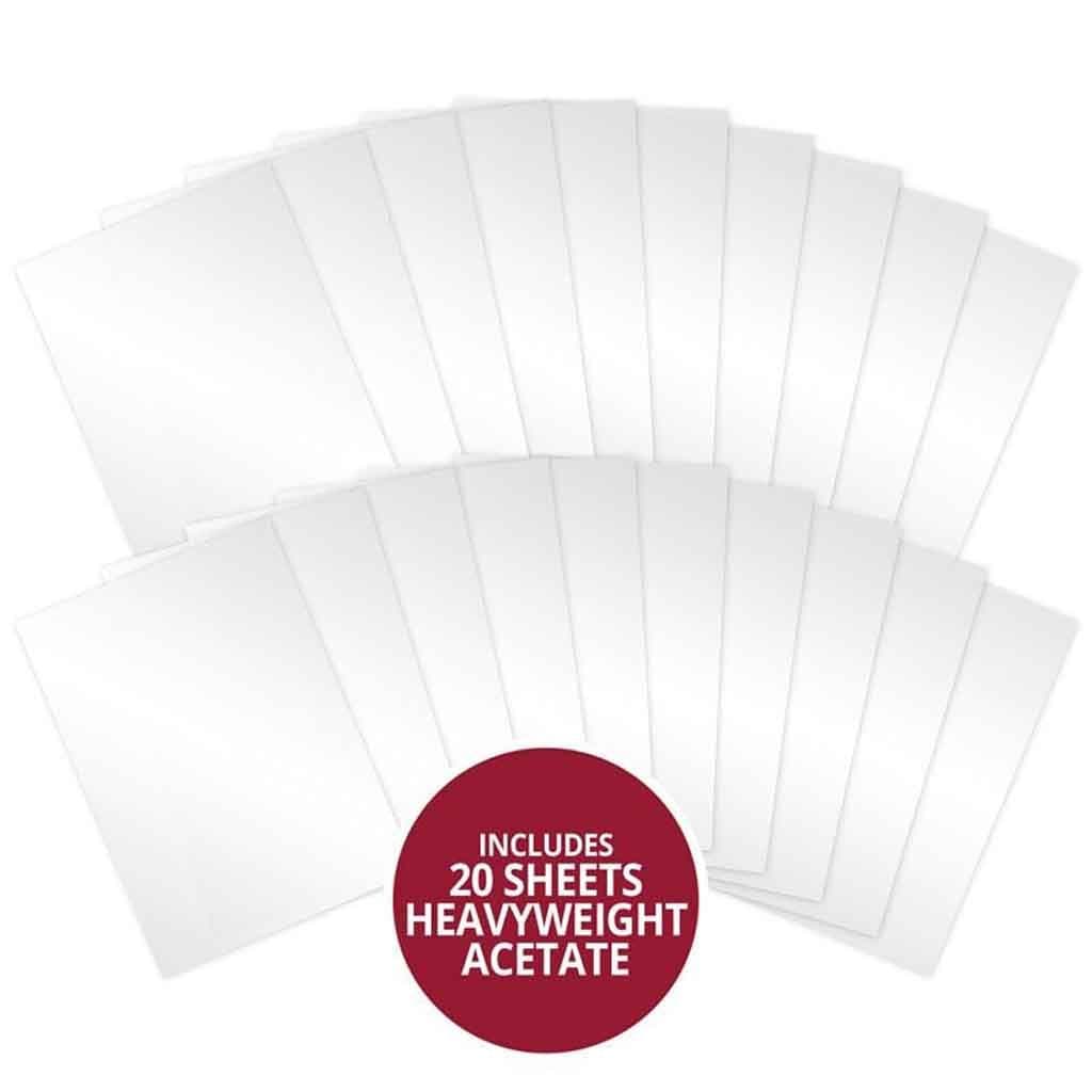 Heavyweight 220 Micron x 20 Clear Acetate Sheets For Paper Crafting & Cardmaking