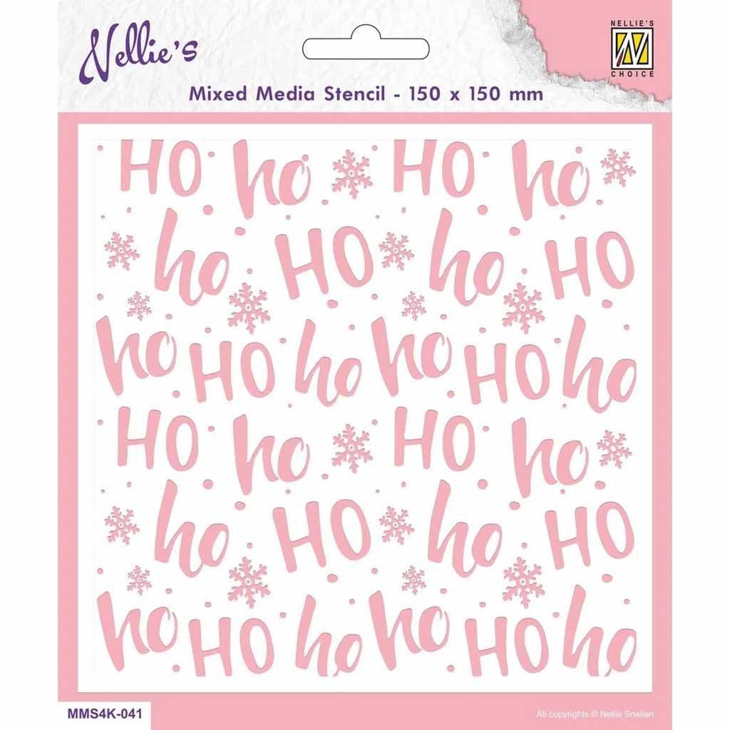 Ho Ho Ho Background 150mm x 150mm Mixed Media Stencil by Nellie's Choice