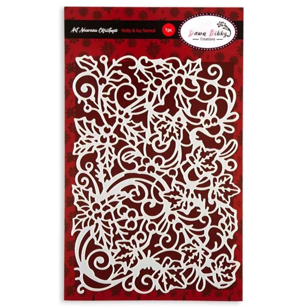 Holly & Ivy Art Nouveau Stencil for Paper Craft & Cardmaking