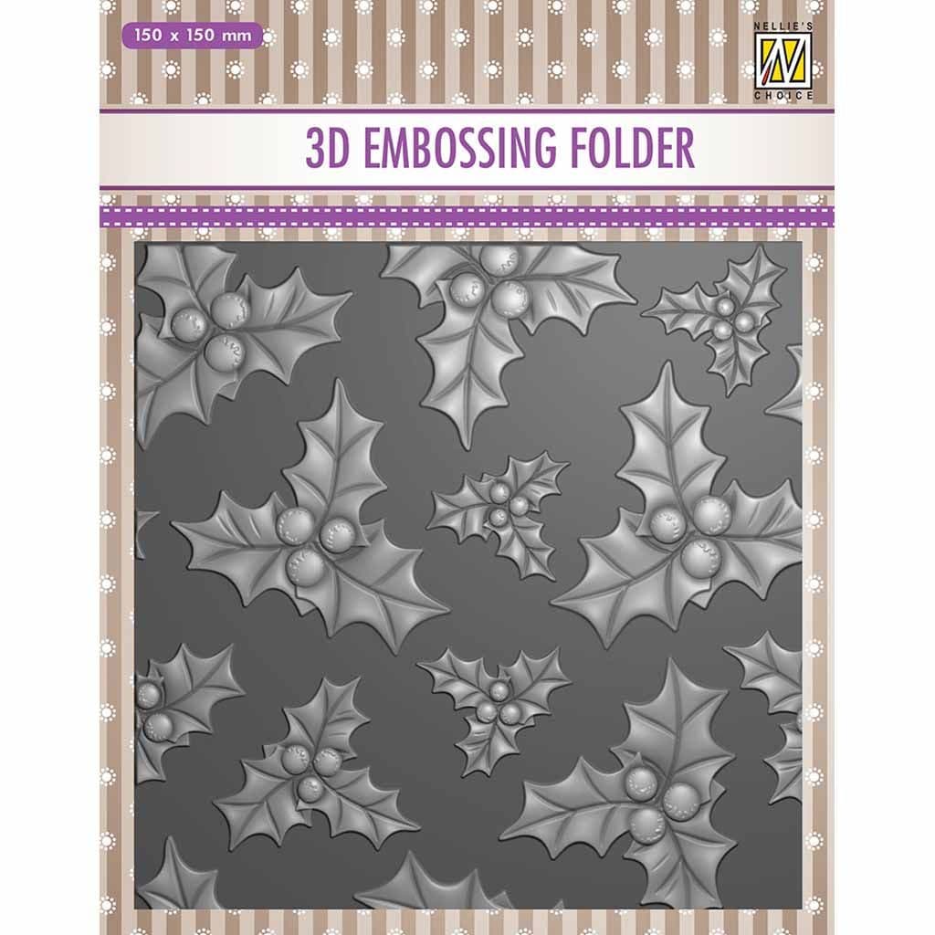 Holly Leaves With Berries 3d Embossing Folder For Paper Crafts