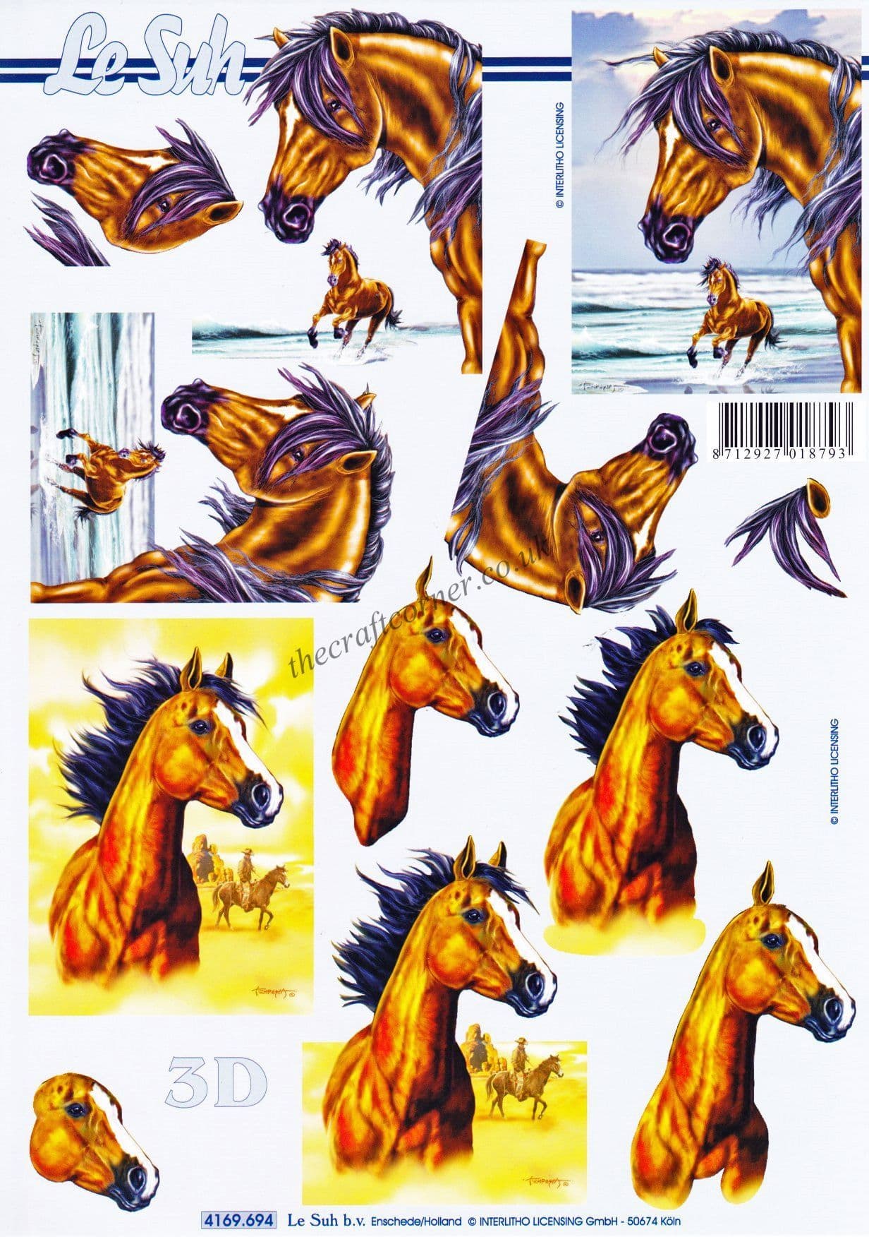 Horse Galloping Across The Beach 3d Decoupage Sheet