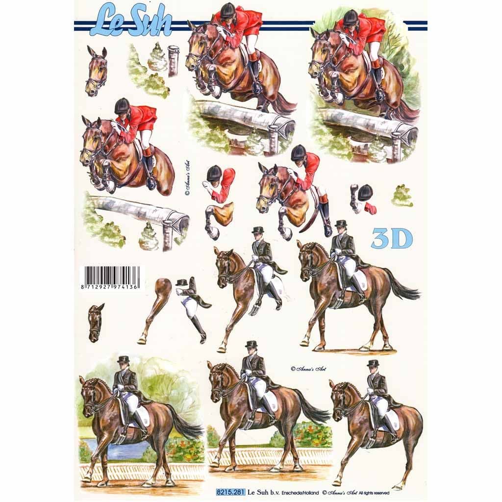 Horse Jumping 3d Decoupage Paper Craft Sheet from Le Suh