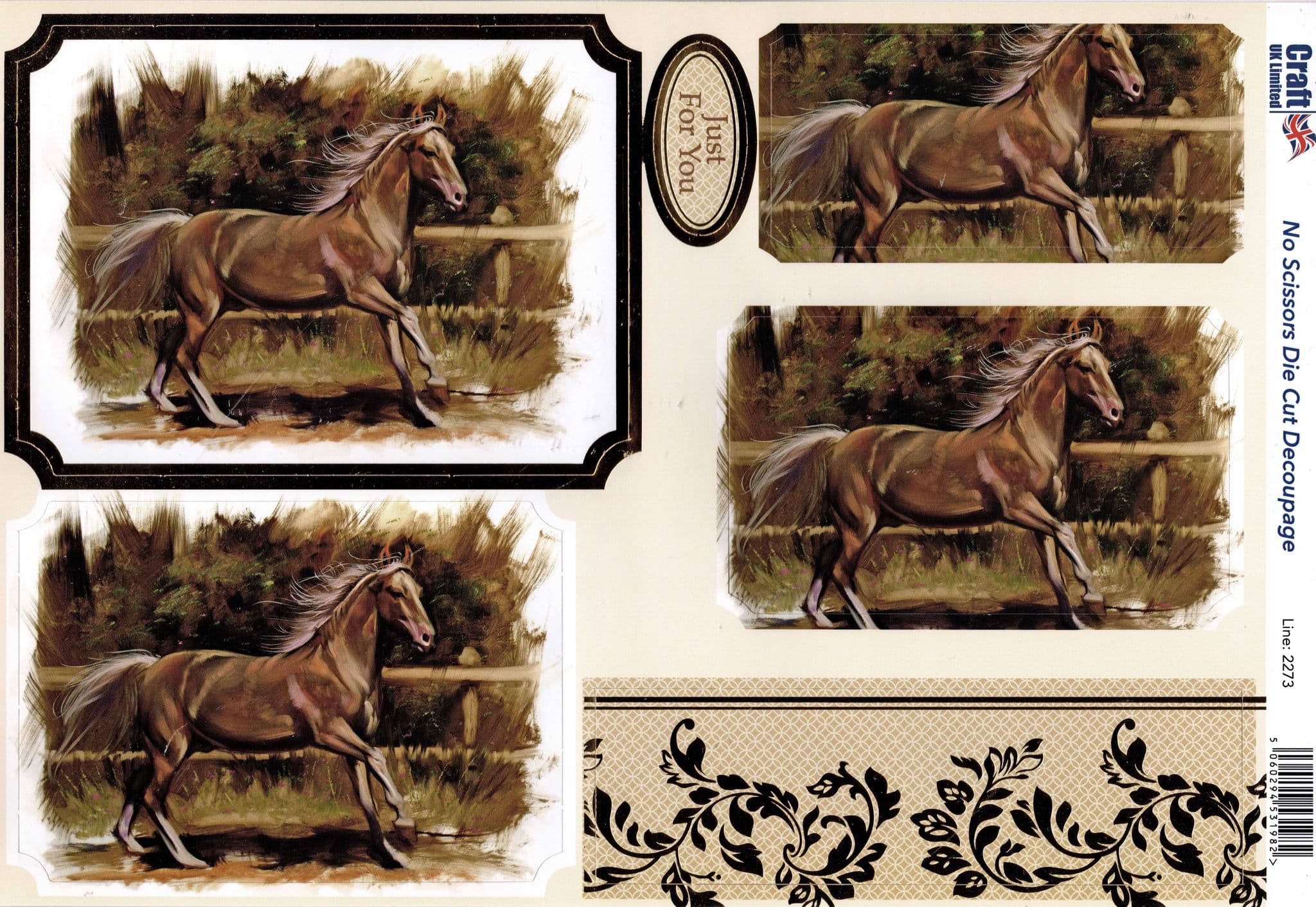 Horse Pyramid Gold Foiled Die Cut 3d Decoupage Sheet