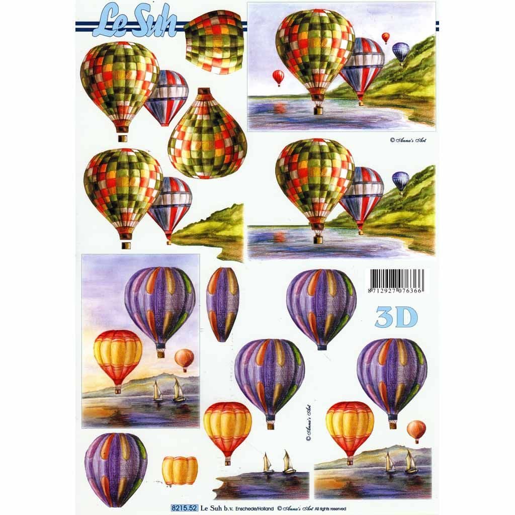 Hot Air Balloon 3d Decoupage Paper Craft Sheet