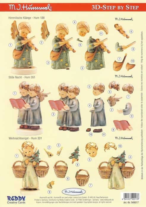 Hummel Angels At Christmas 3d Decoupage Sheet by Reddy