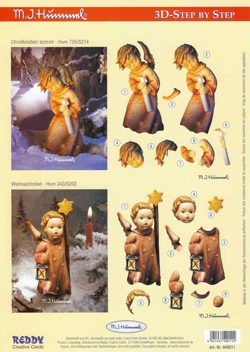 Hummel Angels With Candles 3d Decoupage Sheet by Reddy