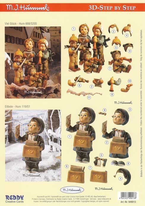 Hummel Children At Christmas 3d Decoupage Sheet by Reddy