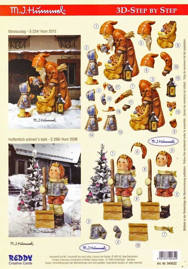 Hummel Father Christmas & Children 3d Decoupage Sheet by Reddy