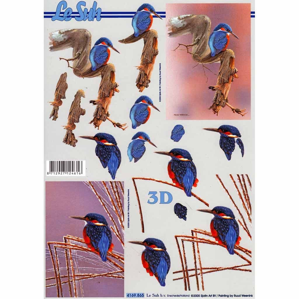 Kingfisher 3D Step By Step Decoupage Sheet