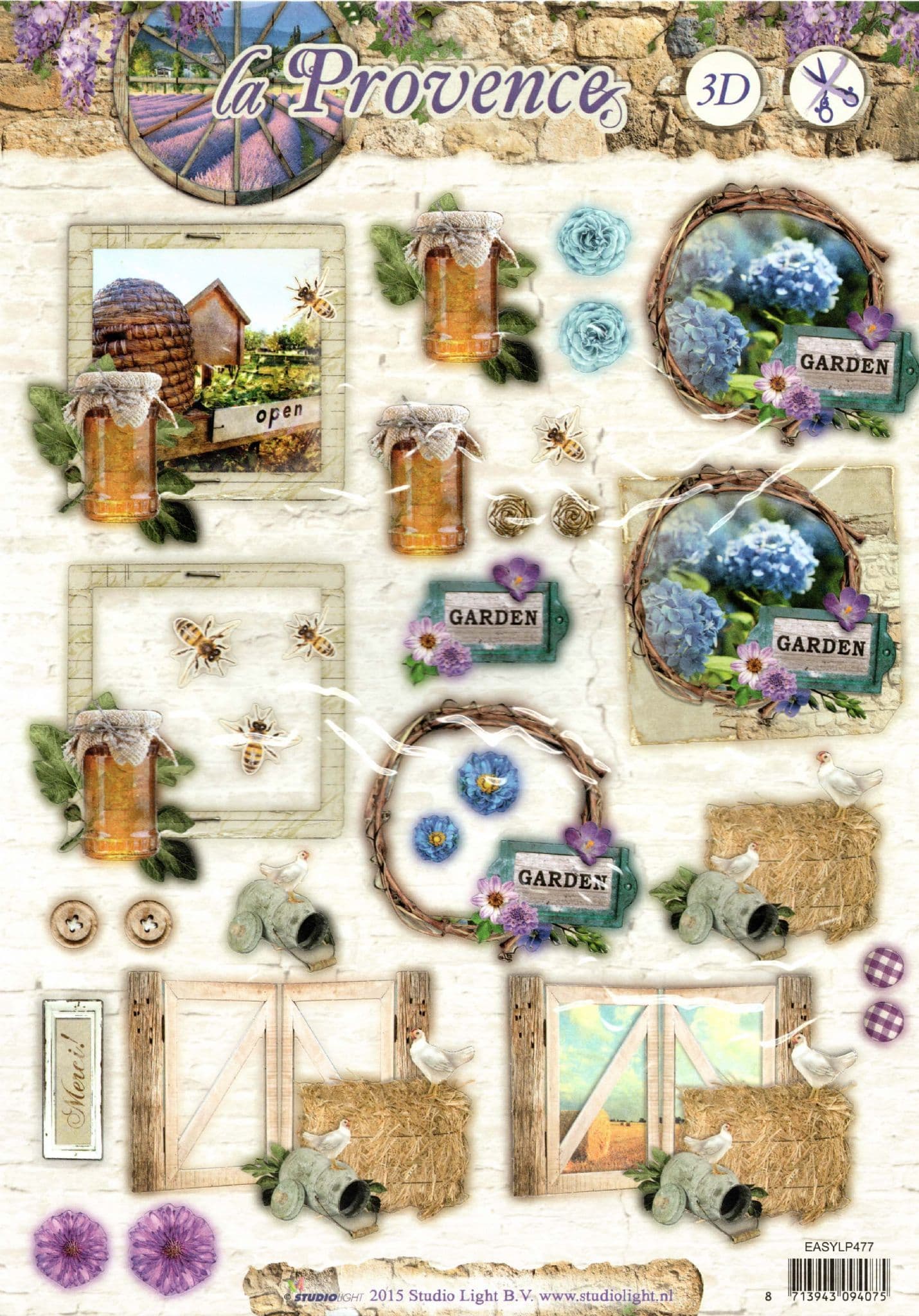 La Provence Bees & Flowers Die Cut 3d Decoupage Sheet From Studio Light