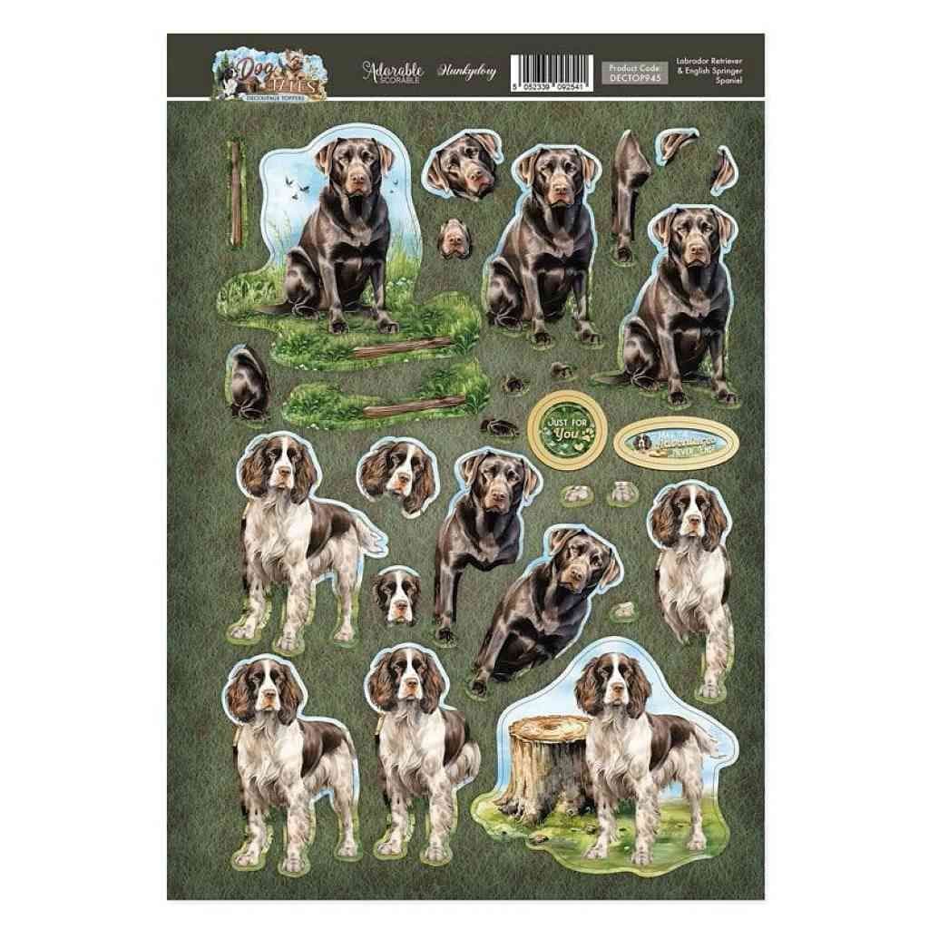 Labrador Retriever & English Springer Spaniel Dog Tales Die Cut 3d Craft Decoupage