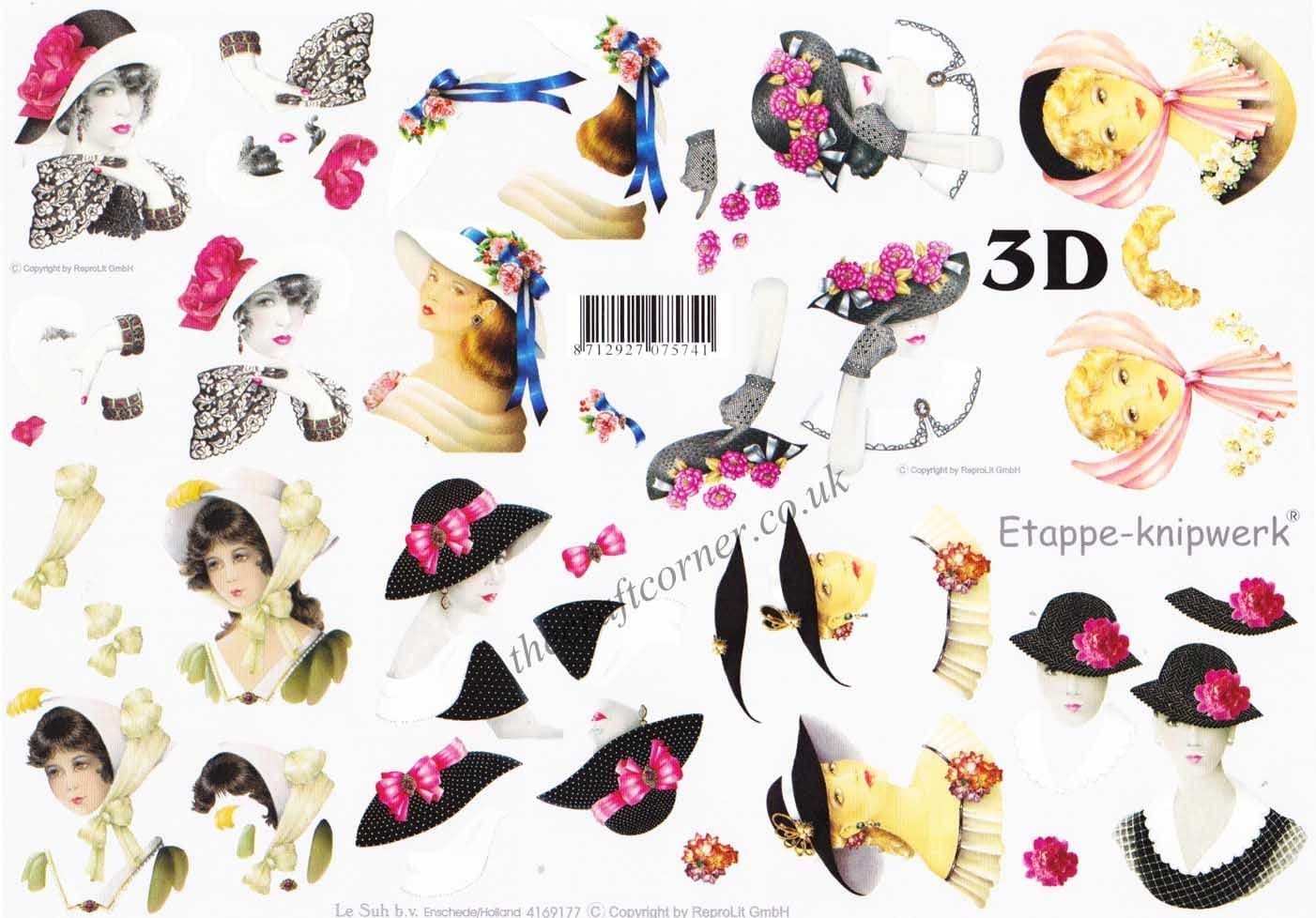 Ladies In Hats Mini Designs 3d Decoupage Sheet