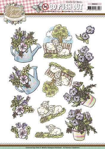 Lambs & Flowers Spring-tastic by Yvonne Creations 3D decoupage Die Cut Sheet