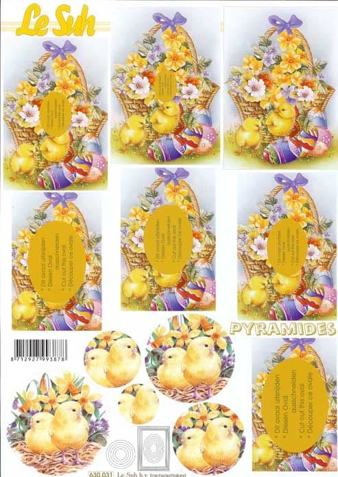 Le Suh Easter Chicks and Spring Flowers 3d Pyramides