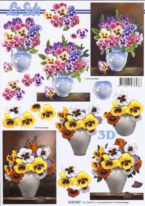 Le Suh Pansy 3d Decoupage Sheet