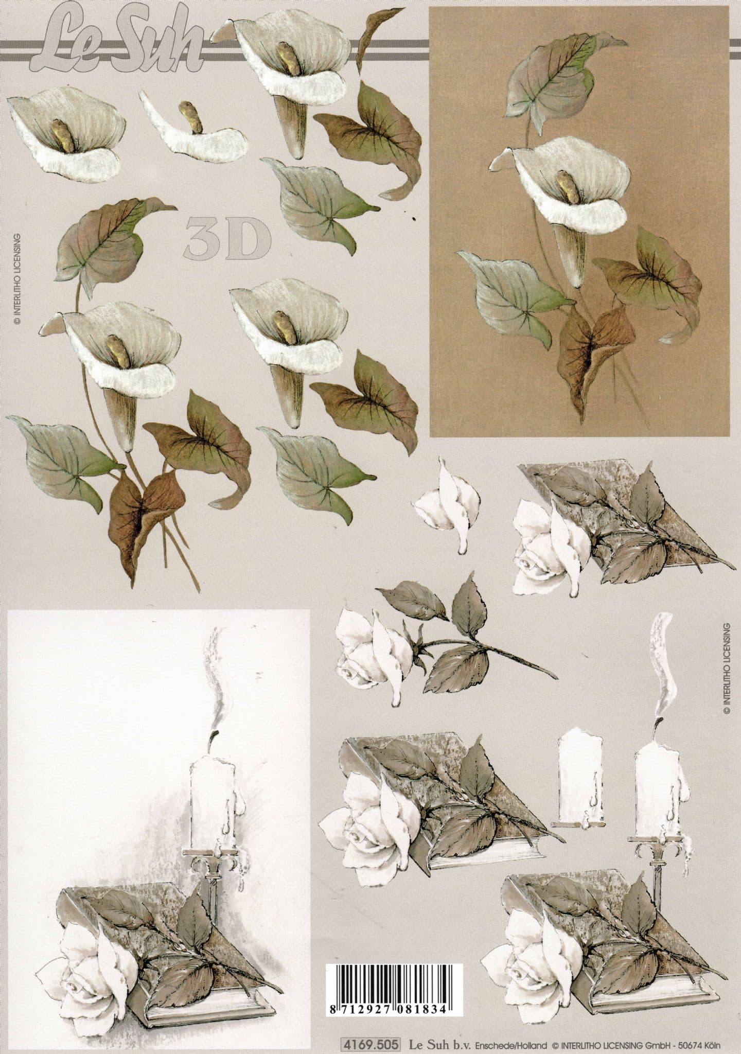 Lily & Rose Sepia With Sympathy Paper Crafting 3d Decoupage Sheet