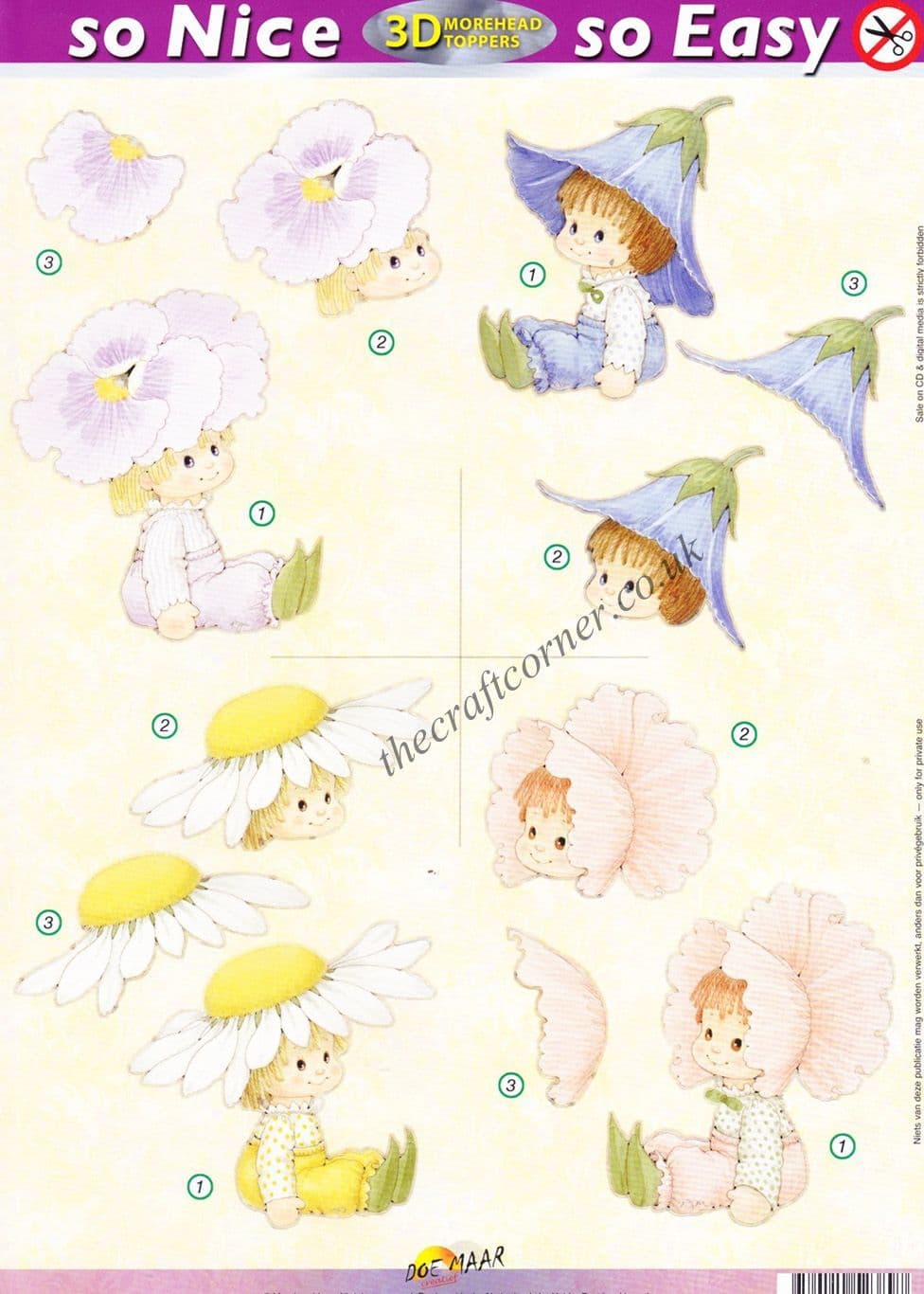 Little Girls Dressed As Flowers So Nice, So Easy Morehead 3D Die Cut Decoupage Sheet