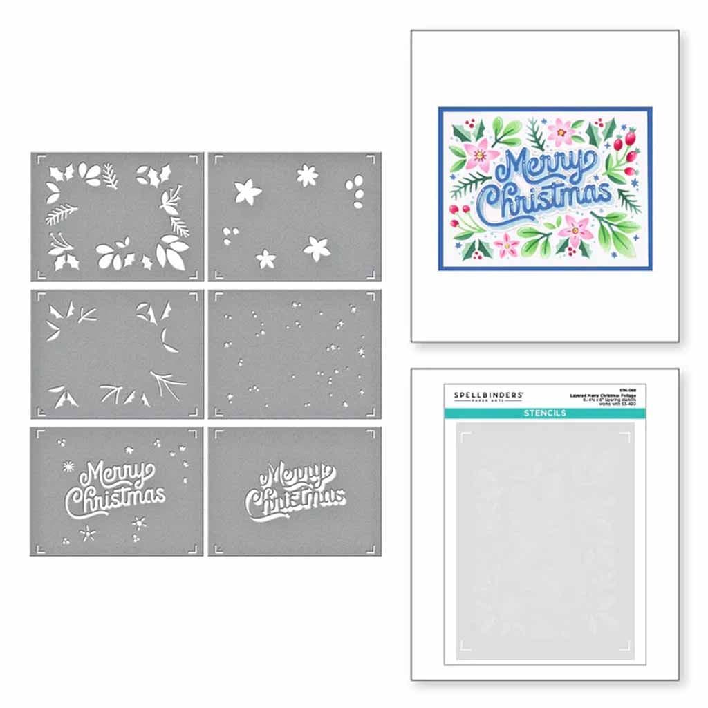 Merry Christmas Foliage Layered Stencil & Die Bundle by Spellbinders