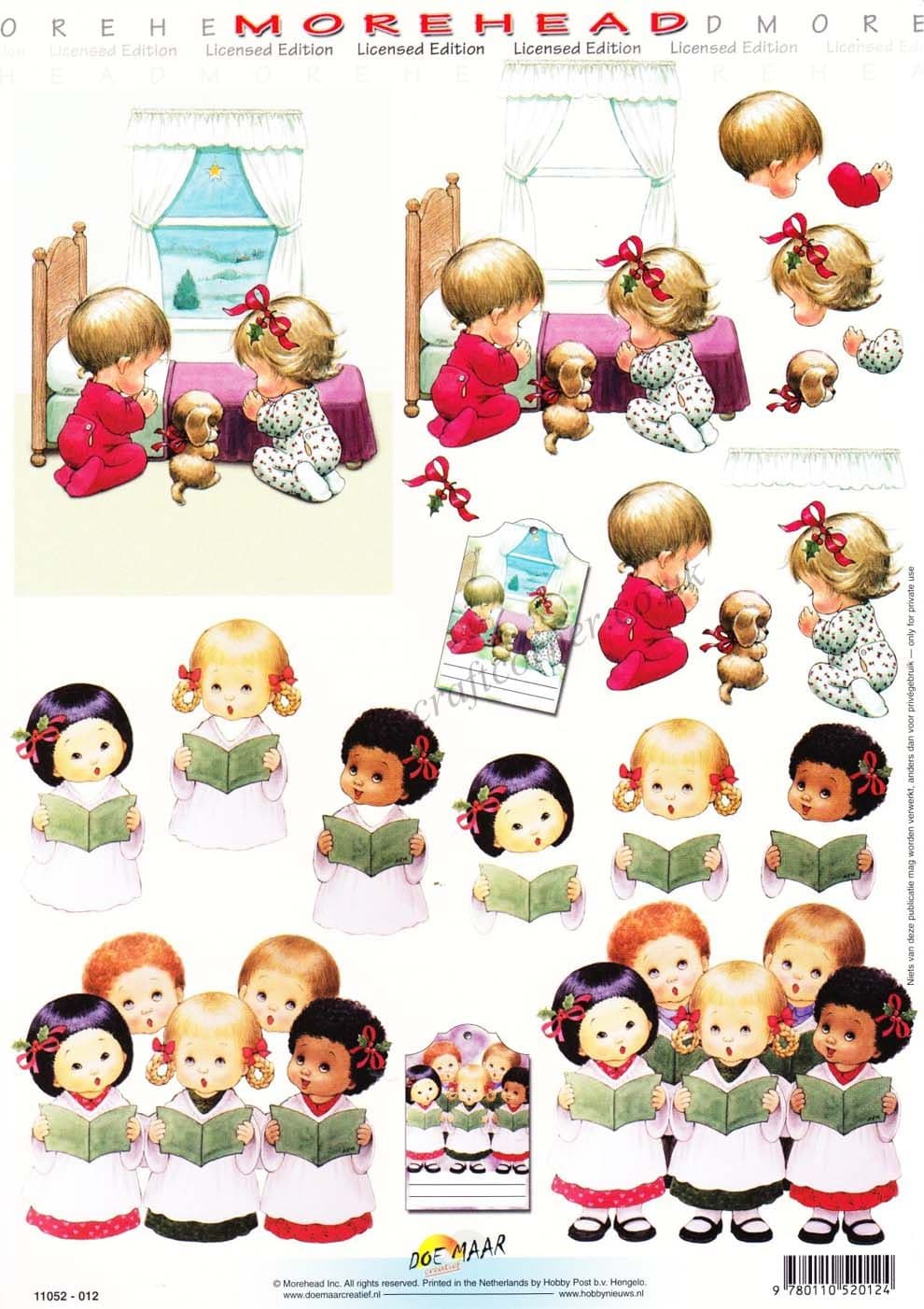 Morehead Carol Singing Children at Christmas 3D Decoupage Sheet