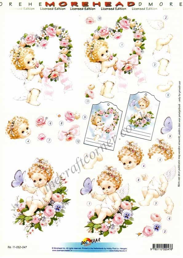 Morehead Cherub & Roses 3D Decoupage Sheet