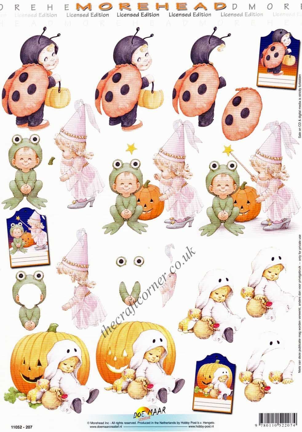 Morehead Children In Fancy Dress Trick Or Treating 3D Decoupage Sheet