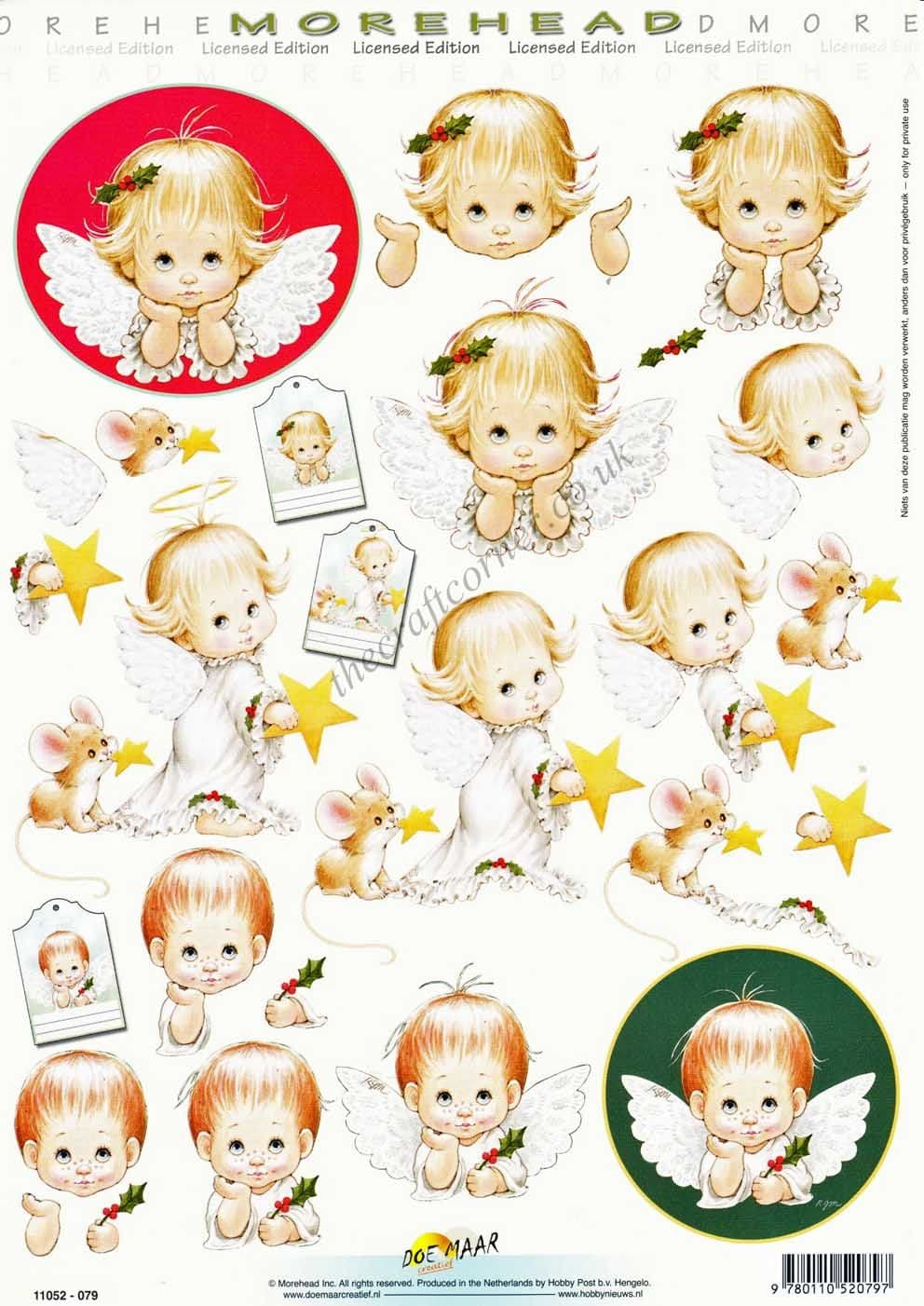 Morehead Christmas Angels 3D Decoupage Craft Sheet