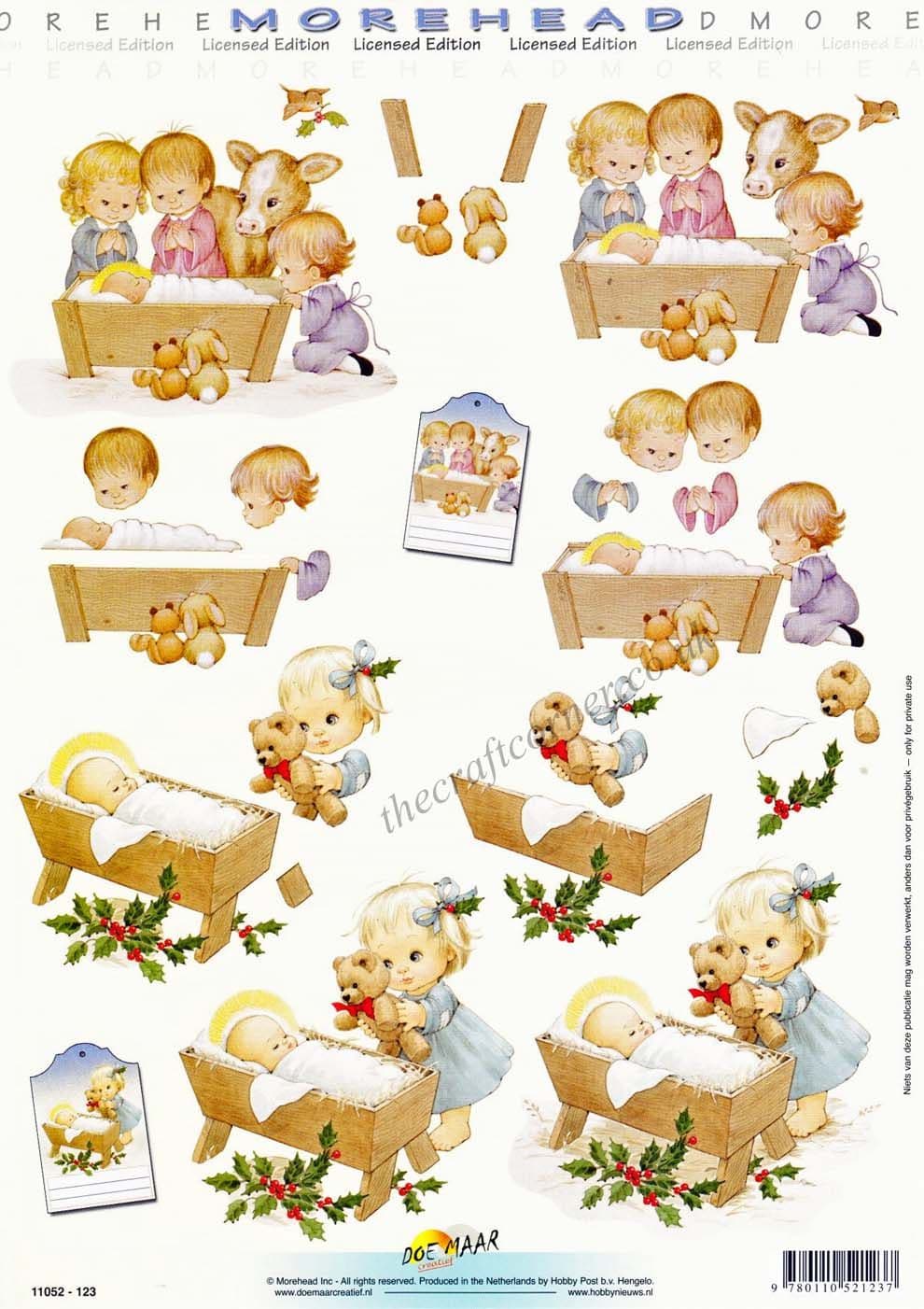 Morehead Christmas Children In A Nativity 3D Decoupage Paper Craft Sheet