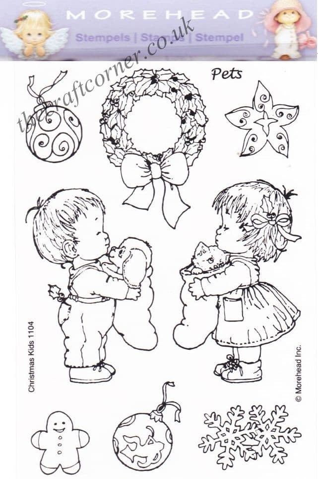 Morehead Christmas Children & Pets Clear Rubber Craft Stamps