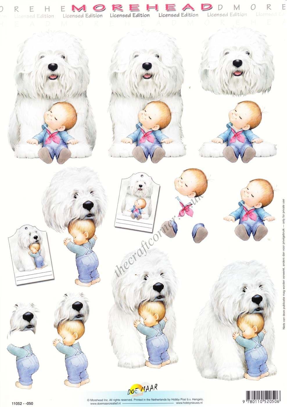 Morehead Cute Little Boy & His Shaggy Dog 3D Decoupage Craft Sheet