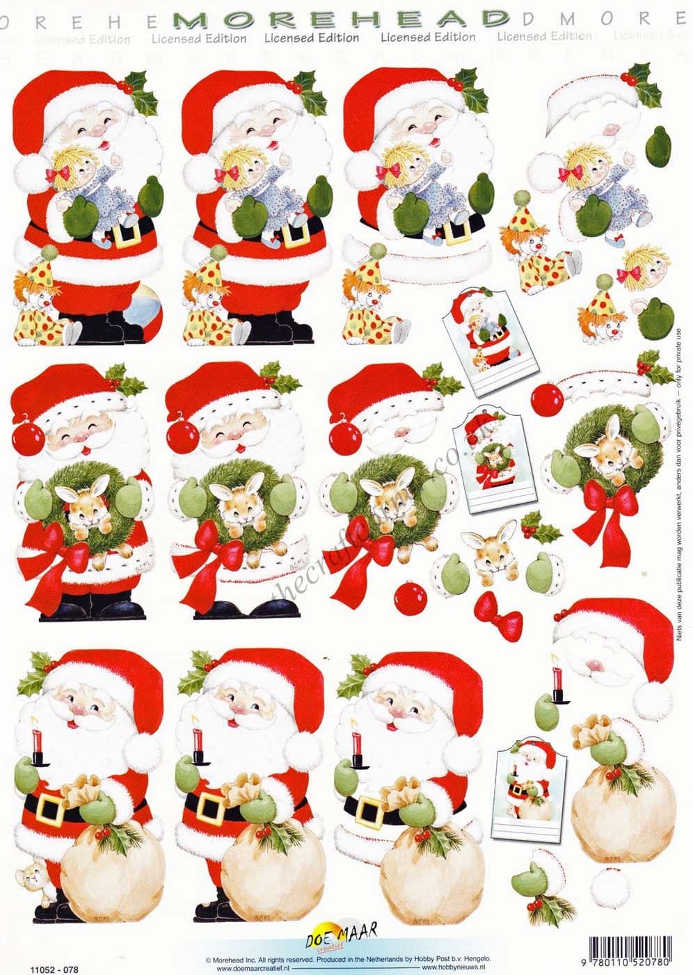 Morehead Father Christmas & Toys 3D Decoupage Craft Sheet