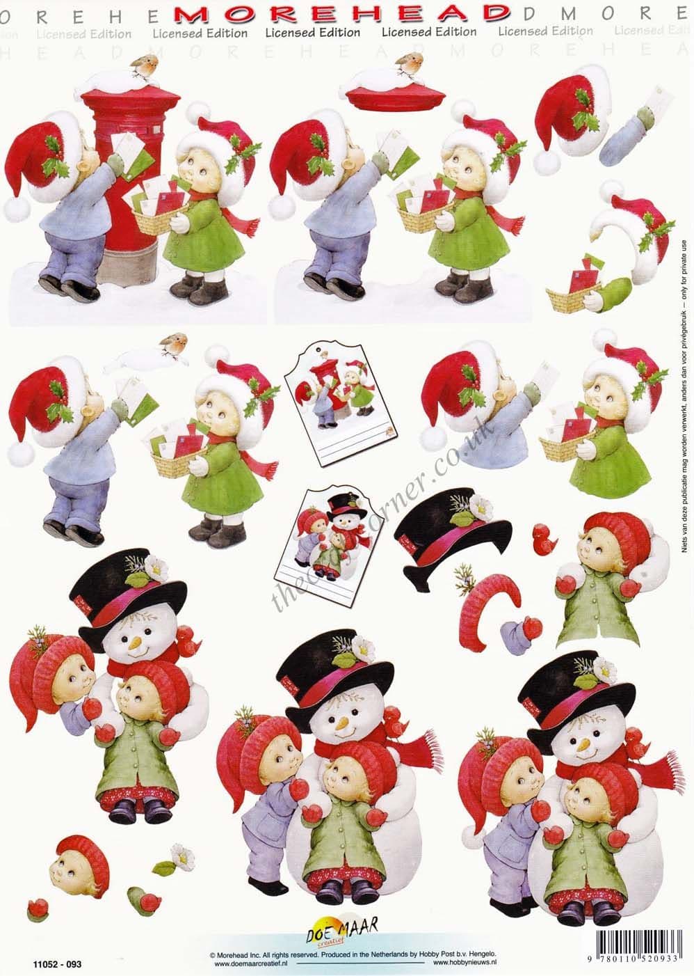 Morehead Posting Letter To Santa 3D Decoupage Paper Craft Sheet