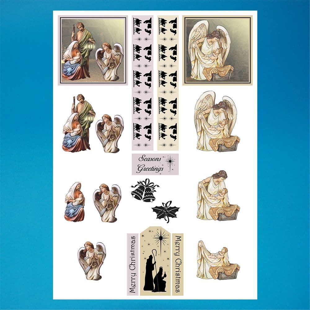 Nativity & Angel Gold Foil Paper Craft Die Cut 3d Decoupage Sheet