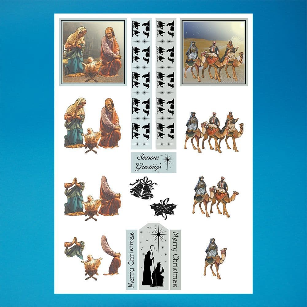 Nativity & Wise Men Gold Foil Paper Craft Die Cut 3d Decoupage Sheet