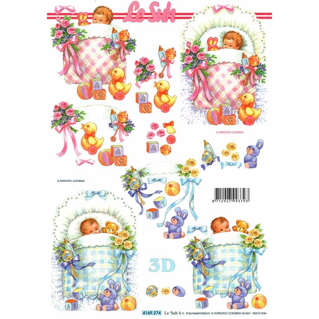 New Baby Girl & Boy 3d Decoupage Sheet from Le Suh