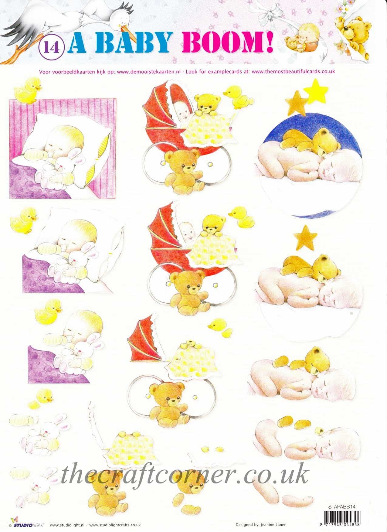 New Baby Sleeping 3d Decoupage Craft Sheet