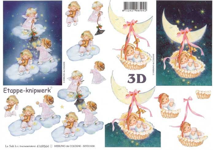 Night Time Cherubs 3d Decoupage Sheet