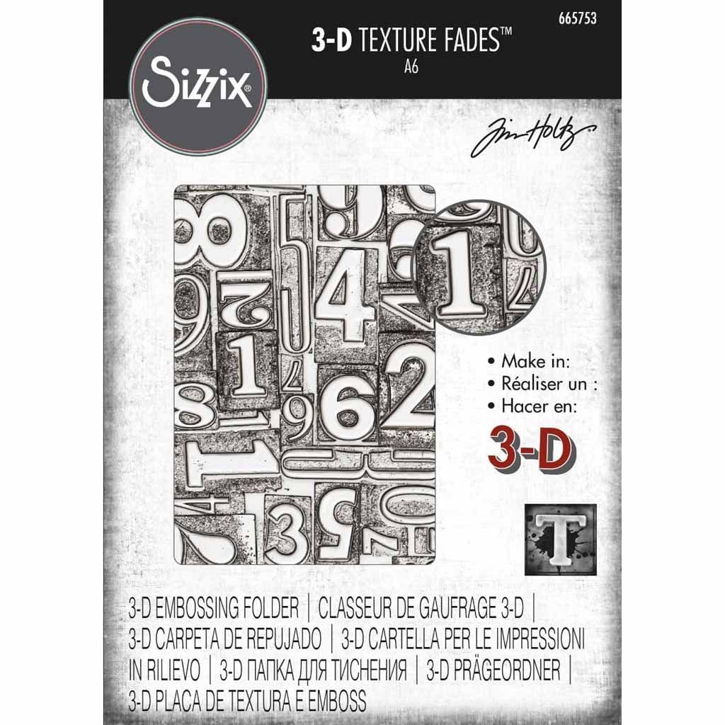 Numbered 3d Texture Fades Tim Holtz Embossing Folder for Paper Crafts