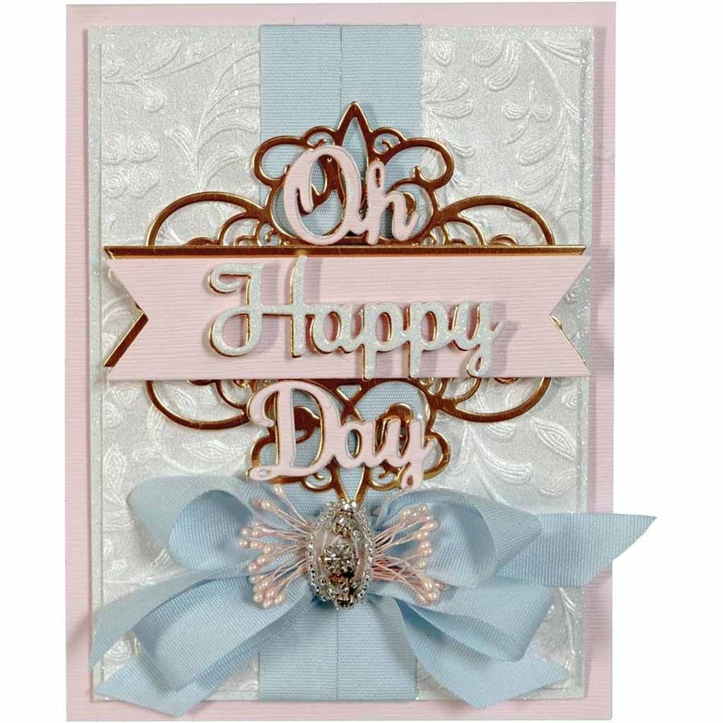 Oh Happy Day Sentiments Rubber Stamps & Metal Craft Dies by Spellbinders for Paper Craft