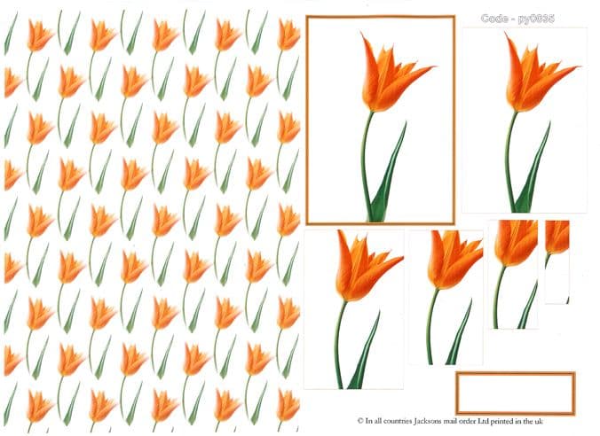 Orange Tulip Pyramid 3D Decoupage Sheet